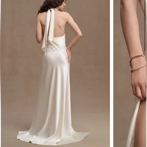 Ronny Kobo Samra Satin Twist-HalterColumn Gown NEW WITH TAGS, NEVER WORN